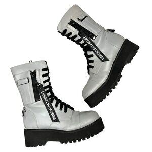 POSTER GIRL Metallic Combat Boots with Black Sole